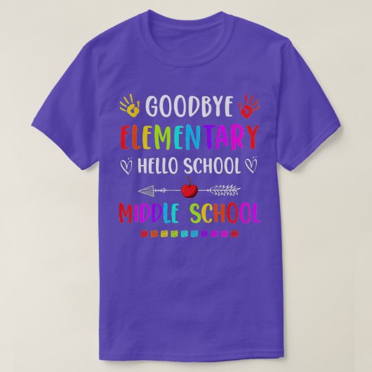 hallo Middenschool Afstuderen Afscheid elementair T-shirt (Design voorkant)
