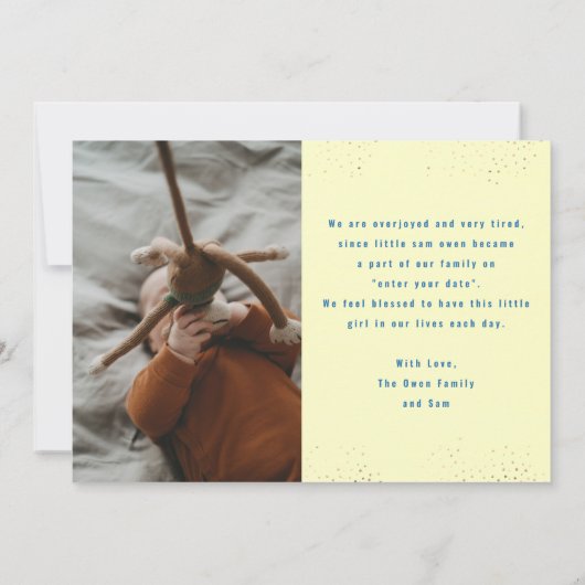 hallo | Mijn Baby introduceren | Modern Photo Lijs Aankondiging (Achterkant)