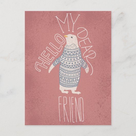 hallo Mijn beste vriend Penguin Post Card Briefkaart (Voorkant)