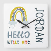 hallo mijn kleine regenboog vierkante klok (Voorkant)