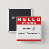 hallo mijn naam is 2 vierkante button 5,1 cm (Voorkant /achterkant)