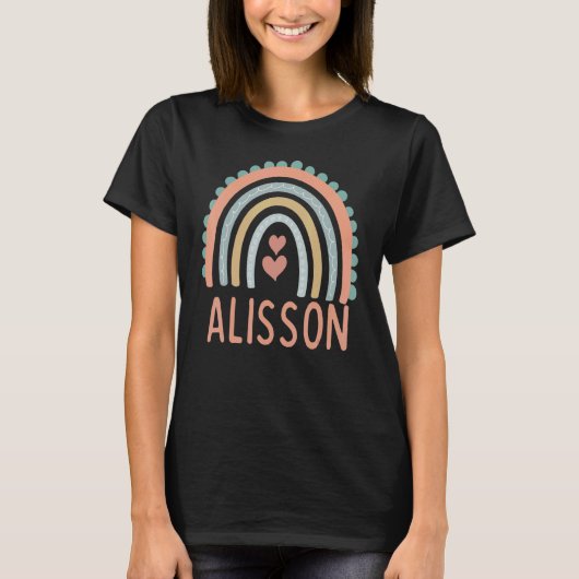 hallo mijn naam is ALISSON Rainbow Name Custome Pr T-shirt (Voorkant)