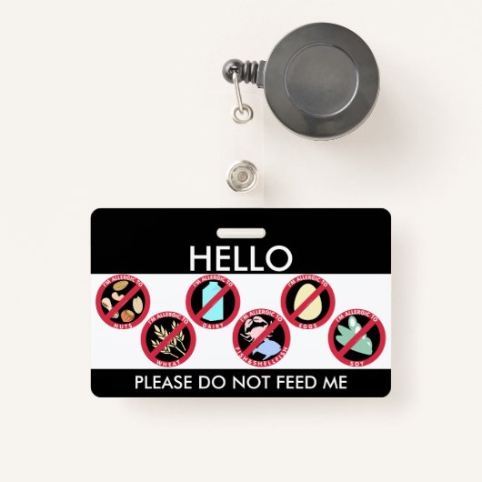 hallo mijn naam is allergisch voor Aangepast Boven Badge (Voorkant met intrekbare)