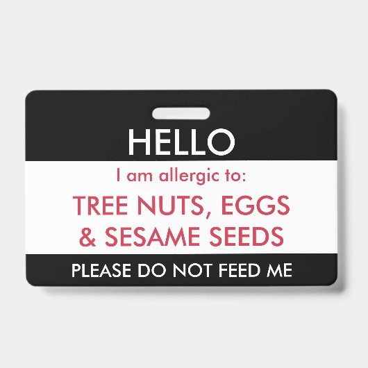 hallo mijn naam is allergisch voor Kinder aangepas Badge (Voorzijde)