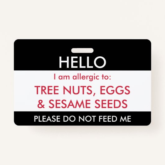 hallo mijn naam is allergisch voor Kinder aangepas Badge (Voorkant)