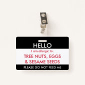 hallo mijn naam is allergisch voor Kinder aangepas Badge (Voorkant met clip)