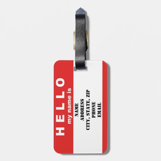 hallo mijn naam is... Bagagelabel (Achterkant verticaal)