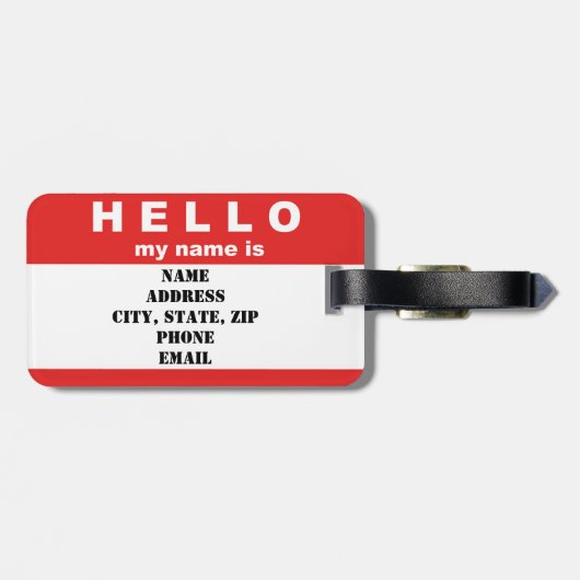 hallo mijn naam is... Bagagelabel (Achterkant horizontaal)