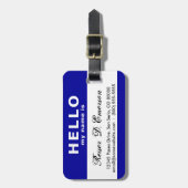hallo mijn naam is (blauw) bagagelabel (Voorkant verticaal)