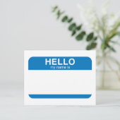 hallo mijn naam is blauw briefkaart (Staand voorkant)