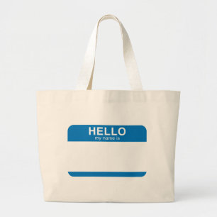 hallo mijn naam is blauw grote tote bag