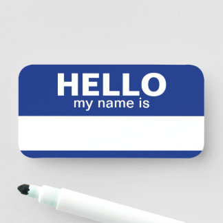 hallo mijn naam is - Blauw - Werknemer Dry Erase Naamplaatje