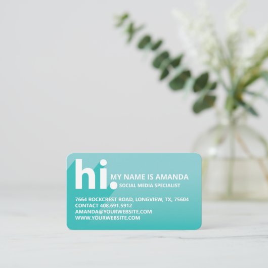 Hallo, Mijn naam is Blauwgroen gradiënt met vette  Visitekaartje (Staand voorkant)
