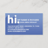 Hallo, Mijn naam is Bold Diagonal Shadow Blue Grad Visitekaartje (Voorkant)