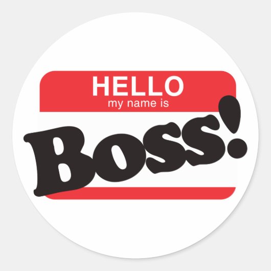 hallo mijn naam is Boss Ronde Sticker (Voorkant)