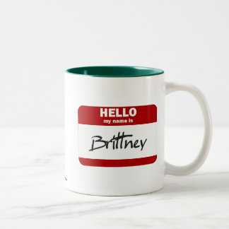 hallo mijn naam is Brittney (rood) Tweekleurige Koffiemok