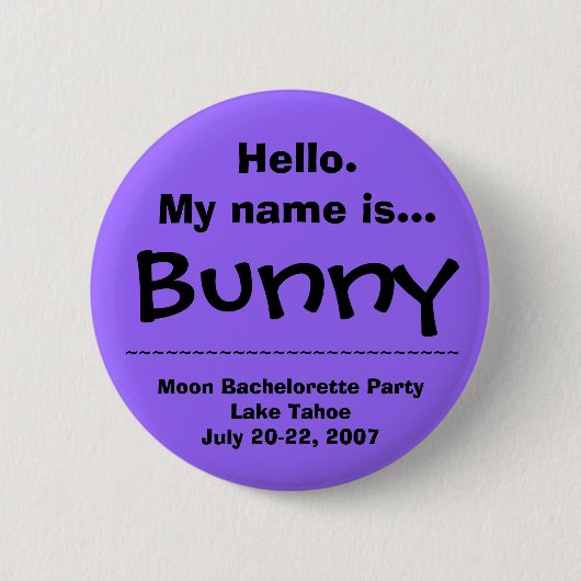 hallo. Mijn naam is Bunny Ronde Button 5,7 Cm (Voorkant)