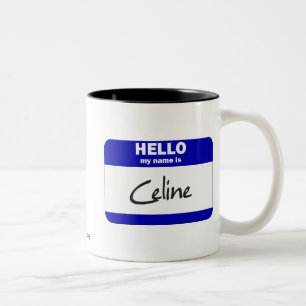 hallo mijn naam is Celine (blauw) Tweekleurige Koffiemok