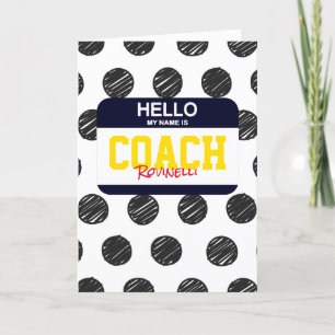 Hallo Mijn naam is COACH Nametag Stippen THANKYOU Feestdagen Kaart