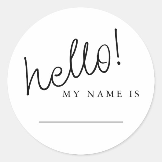 Hallo Mijn naam is de Casual tag voor de scriptnaa Ronde Sticker (Voorkant)