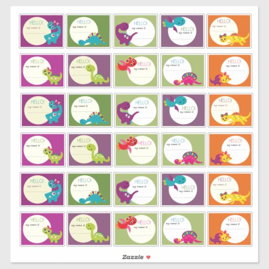 hallo mijn naam is Dinosaur Boy Girl Sticker (Vel)