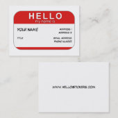 hallo Mijn naam is een profielkaart Visitekaartje (Voorkant / Achterkant)