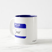hallo mijn naam is Elmer (blauw) Tweekleurige Koffiemok (Voorkant links)
