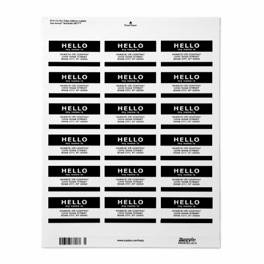 hallo mijn naam is : etiket (Full Sheet)