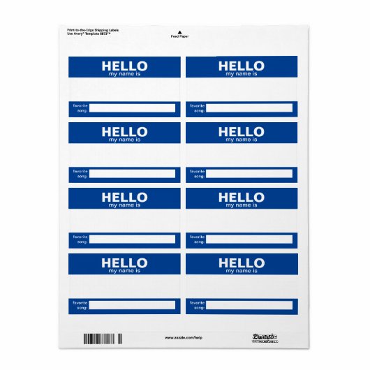 Hallo Mijn naam is.... event badge / sticker / lab (Full Sheet)