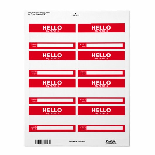 Hallo Mijn naam is.... event badge / sticker / lab (Full Sheet)