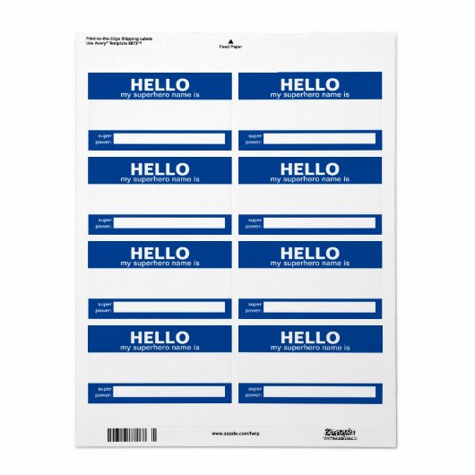 Hallo Mijn naam is.... event badge / sticker / lab (Full Sheet)