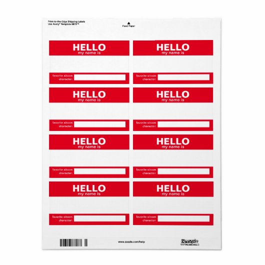 Hallo Mijn naam is.... event badge / sticker / lab (Full Sheet)