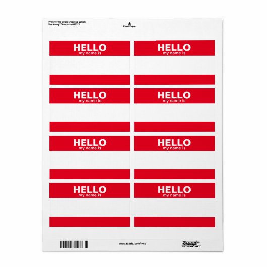 Hallo Mijn naam is.... event badge / sticker / lab (Full Sheet)