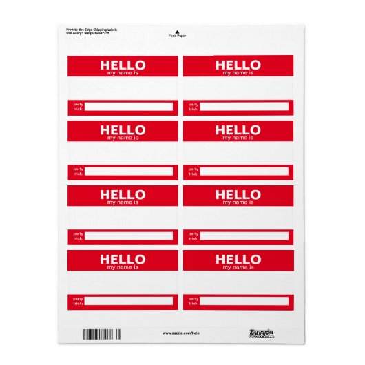 Hallo Mijn naam is.... event badge / sticker / lab (Full Sheet)