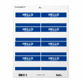 Hallo Mijn naam is.... event badge / sticker / lab (Full Sheet)