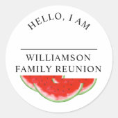 Hallo Mijn naam is familiereünie Ronde Sticker (Voorkant)