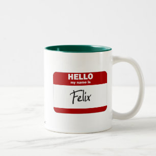 hallo mijn naam is Felix (rood) Tweekleurige Koffiemok