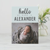 hallo mijn naam is Foto Collage Blue Crown BIrth Aankondiging (Staand voorkant)