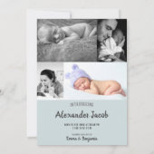 hallo mijn naam is Foto Collage Blue Crown BIrth Aankondiging (Achterkant)