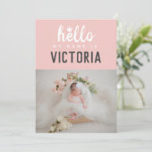 hallo mijn naam is Foto Collage Pink Crown Birth Aankondiging (Staand voorkant)