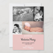 hallo mijn naam is Foto Collage Pink Crown Birth Aankondiging (Achterkant)
