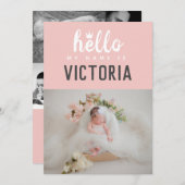 hallo mijn naam is Foto Collage Pink Crown Birth Aankondiging (Voorkant / Achterkant)