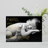 hallo mijn naam is __ Foto FOLIE geboorteaankondig Uitnodiging (Staand Voorkant)