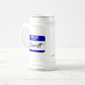 hallo mijn naam is Garrett (blauw) Bierpul (Voorkant links)