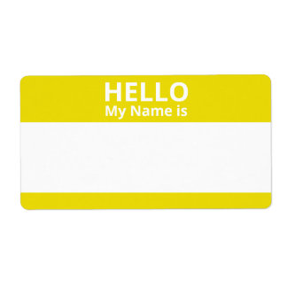 Hallo Mijn naam is geel en wit Naam Tag Labels