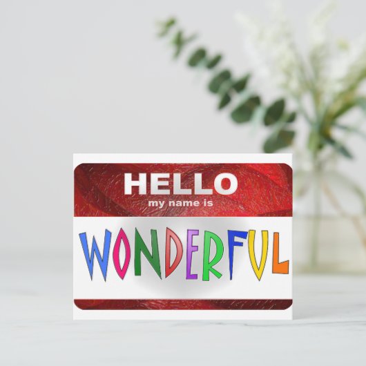 hallo mijn naam is geweldig briefkaart (Staand voorkant)