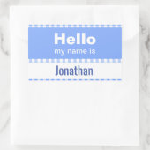 hallo mijn naam is - gingham blauw en wit rechthoekige sticker (Tas)