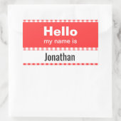 hallo mijn naam is - gingham rood en wit rechthoekige sticker (Tas)