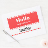 hallo mijn naam is - gingham rood en wit rechthoekige sticker (Envelop)