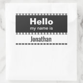 hallo mijn naam is gingham zwart-wit rechthoekige sticker (Tas)